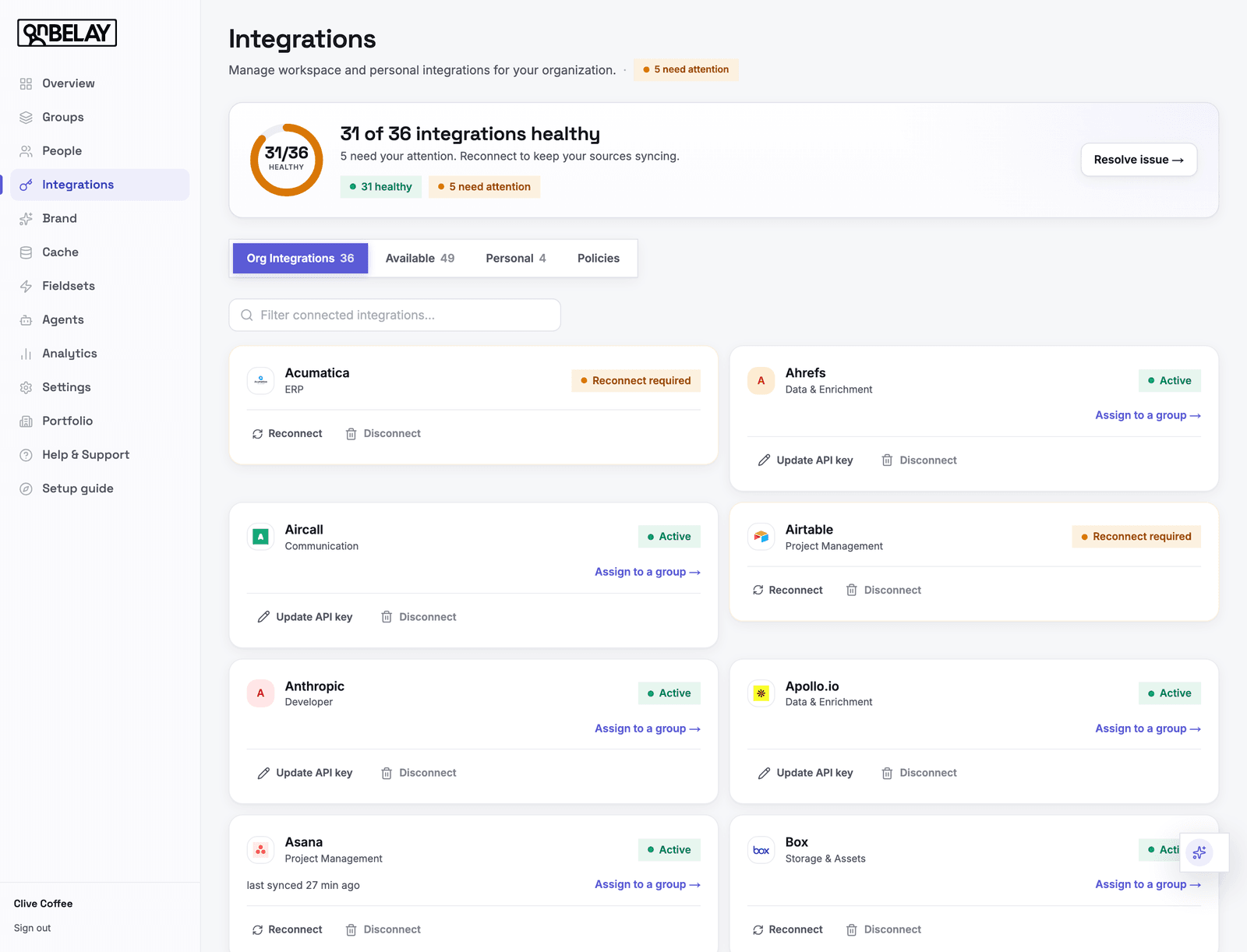 On Belay integrations grid